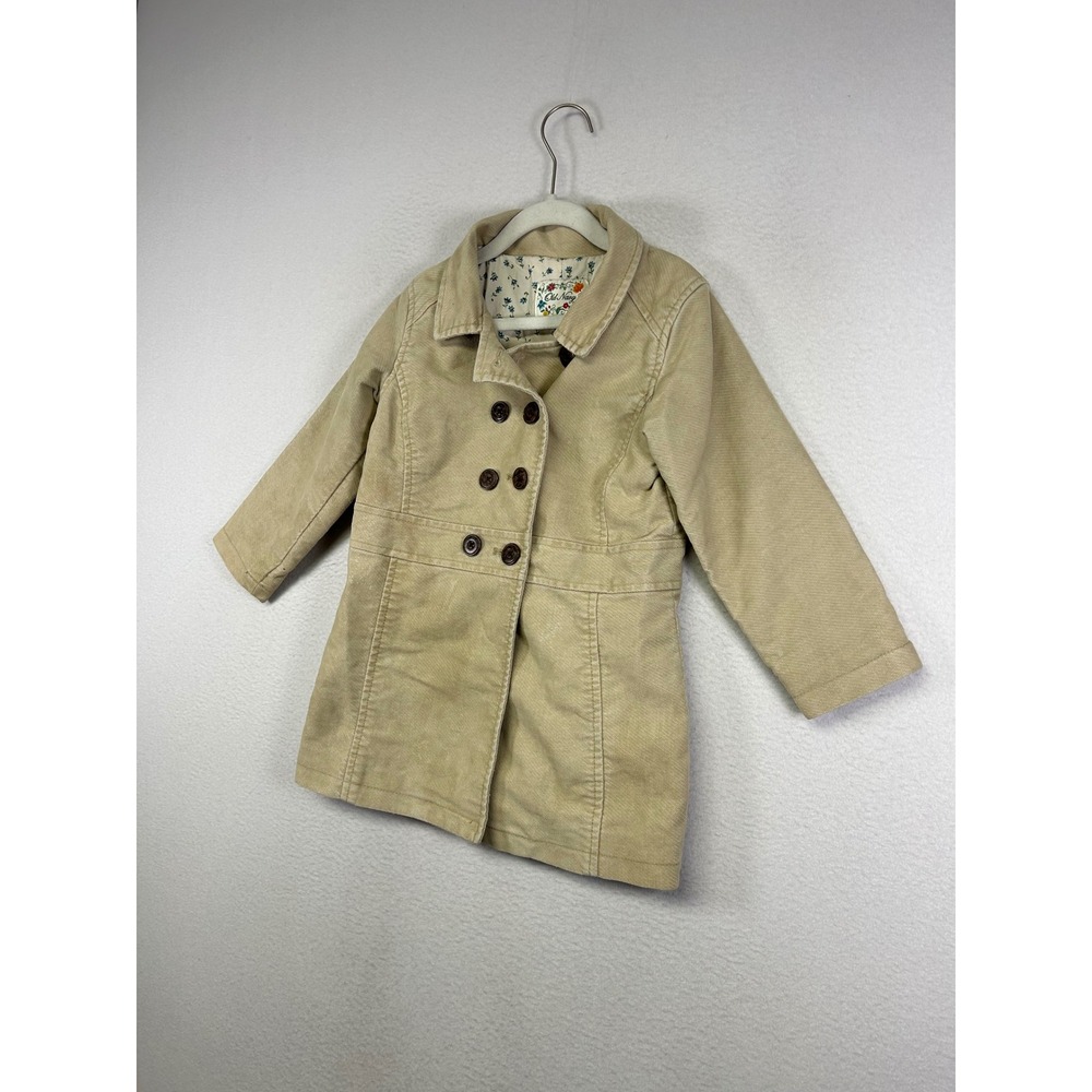 Dark‎ Academia Old Navy Kids 5T Tan Corduroy Double Breasted Peacoat Jacket - Picture 9 of 9